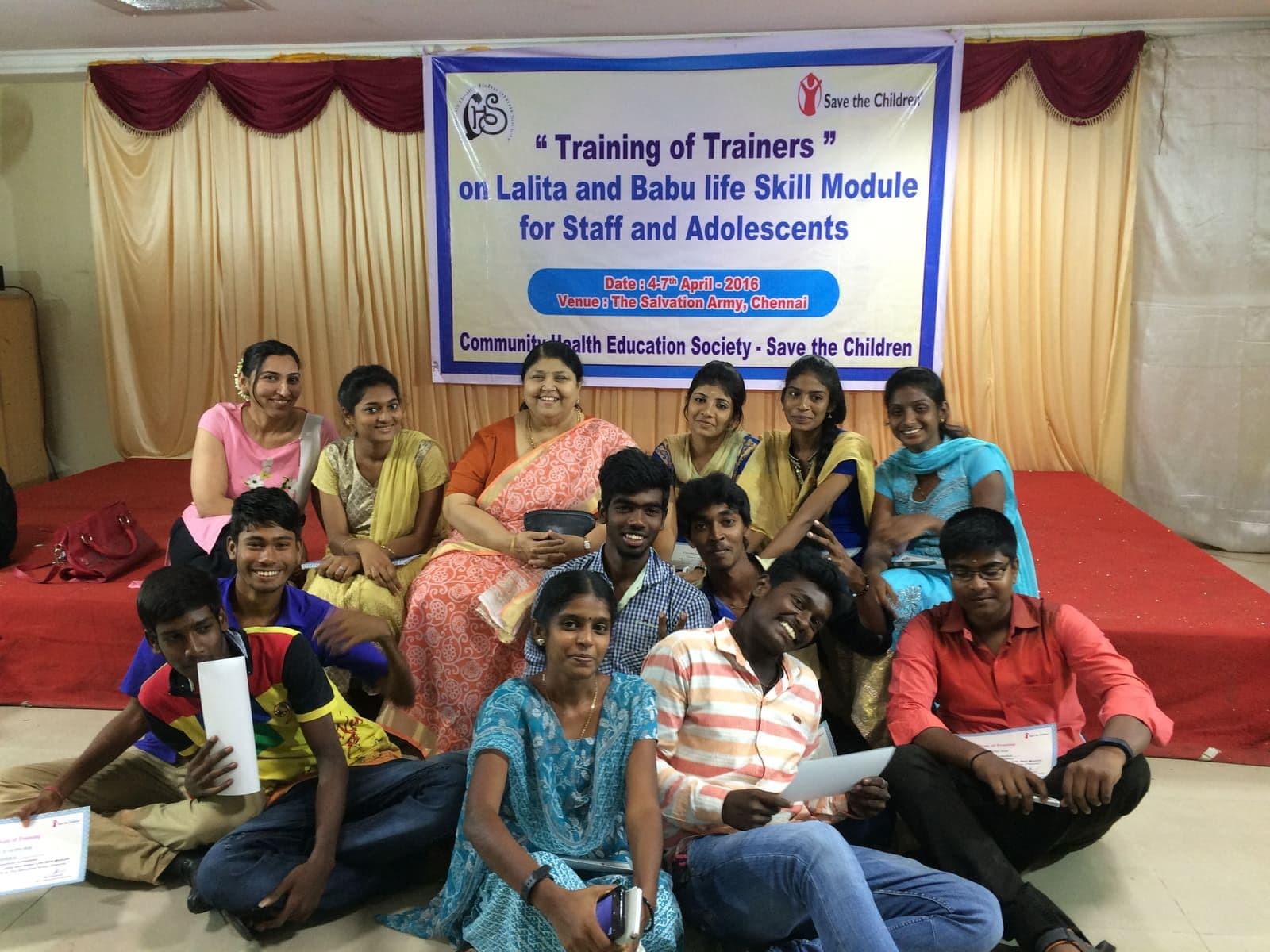 Young people and facilitators completing a CHES training programme